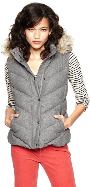 Gap Wool Chevron Puffer Vest in Gray (grey) | Lyst