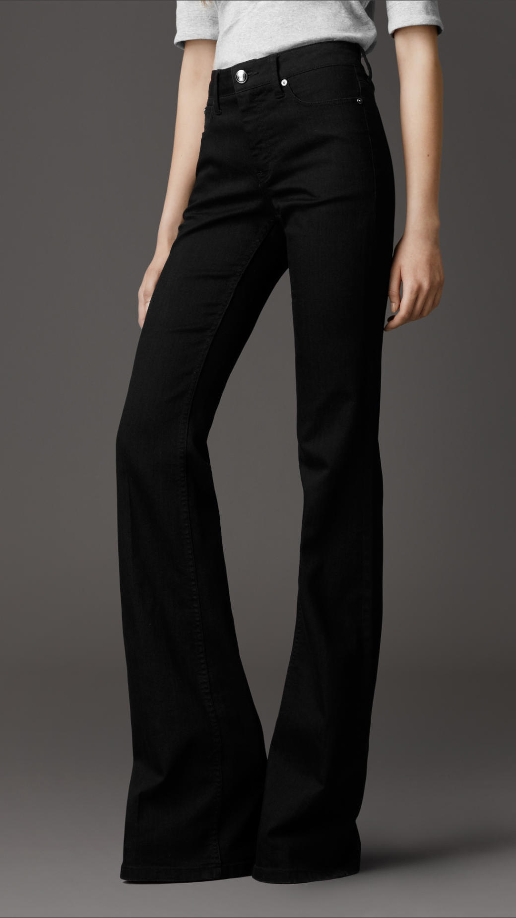 Lyst - Burberry Silton Black Flared Jeans in Black