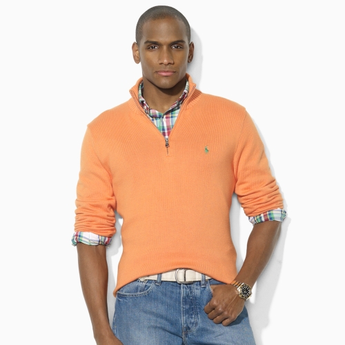 Polo Ralph Lauren Cotton Halfzip Sweater in Orange for Men (sun orange ...