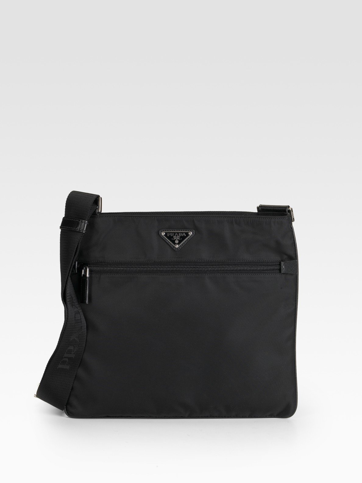 Prada Nylon & Leather Messenger Bag in Black for Men | Lyst