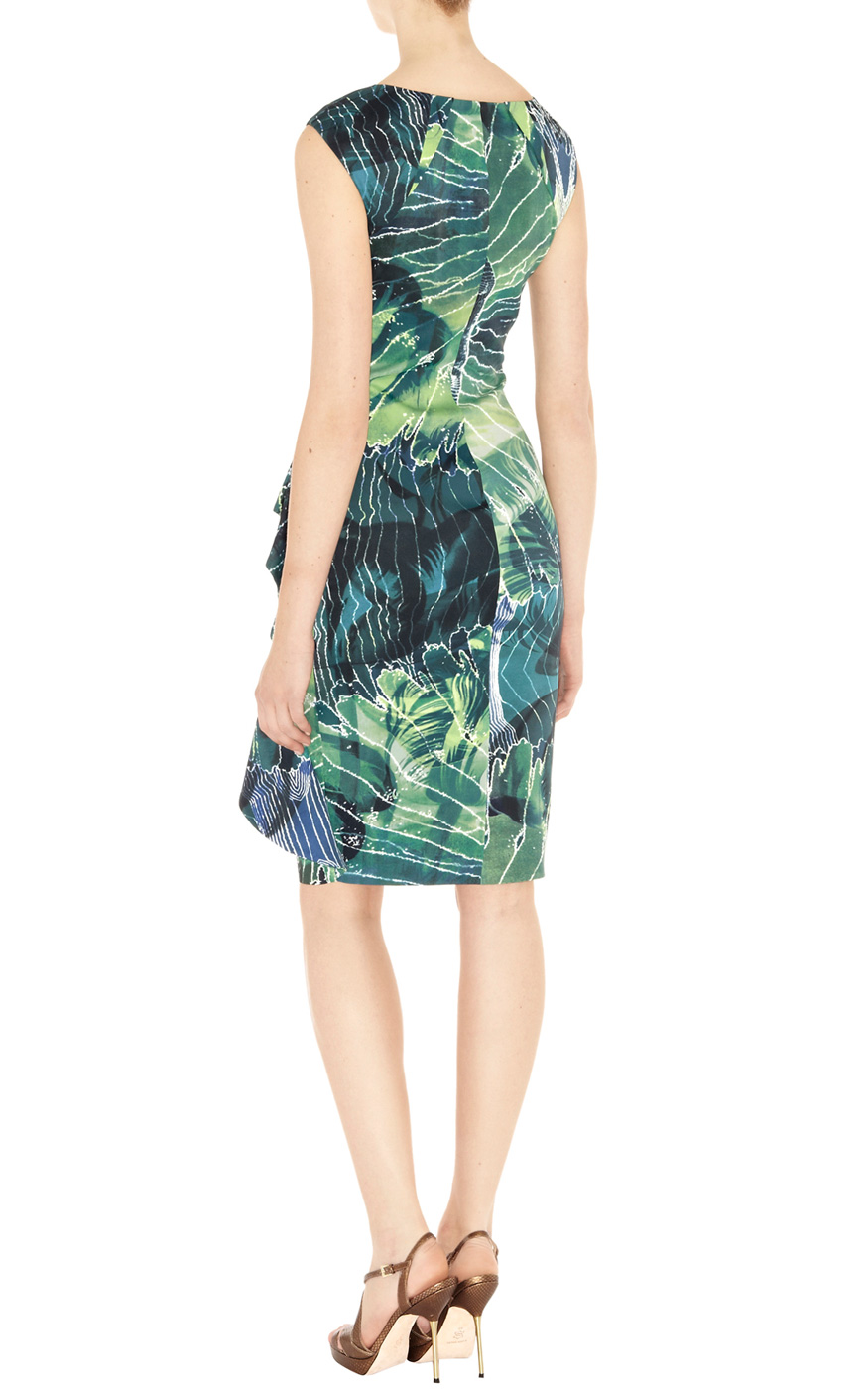 Karen Millen Colourful Feather Print Dress in Green Lyst