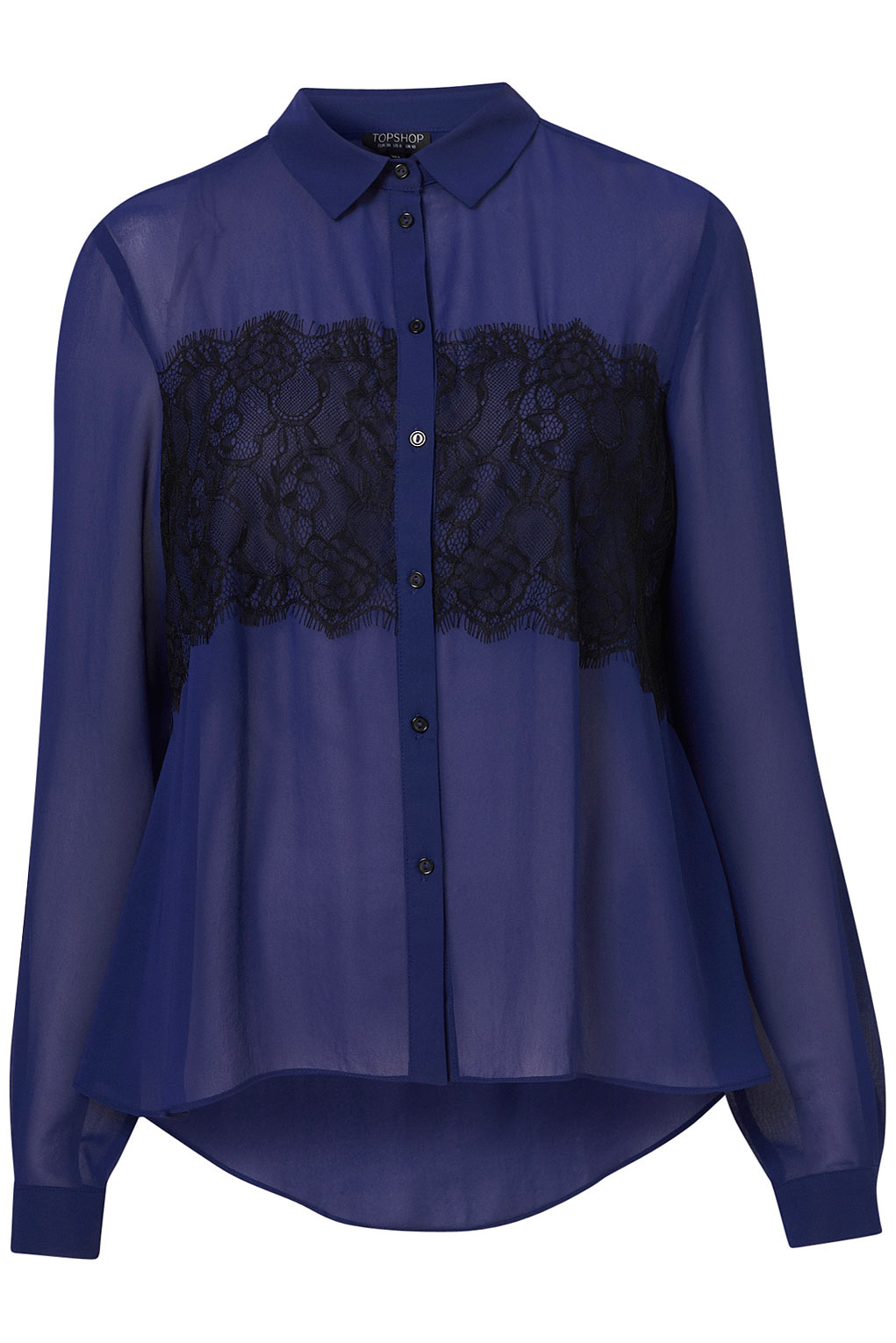 Topshop Lace Applique Shirt in Blue | Lyst