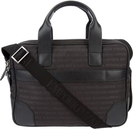 Emporio Armani Monogram Messenger Bag in Black for Men | Lyst