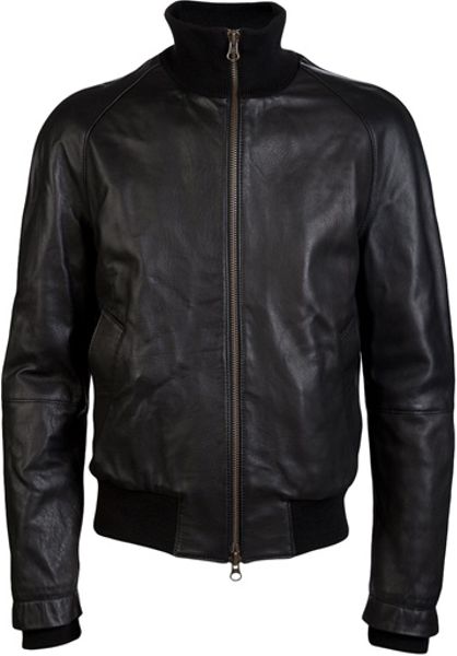Ami Leather Jacket in Black for Men | Lyst