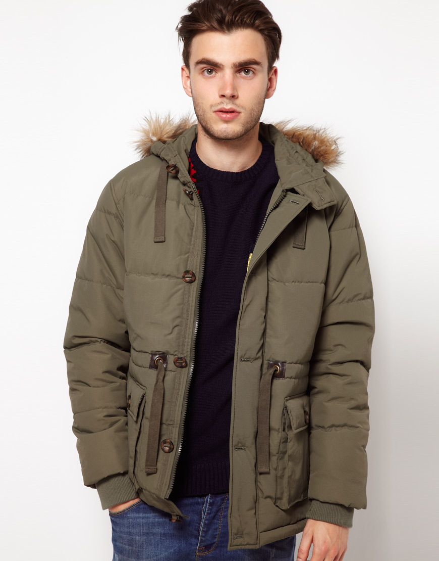 Lyst - Asos Quilted Arctic Parka in Green for Men