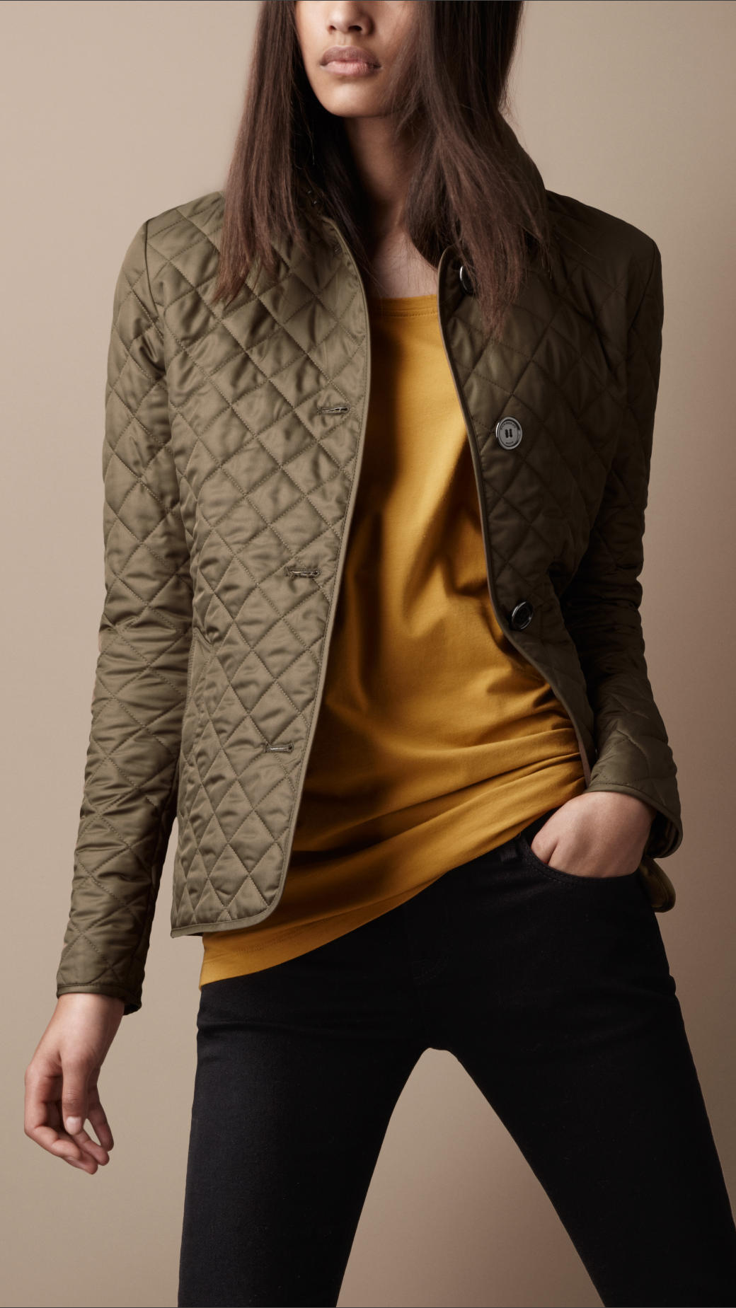 Lyst - Burberry Brit Cinched Waist Quilted Jacket in Green