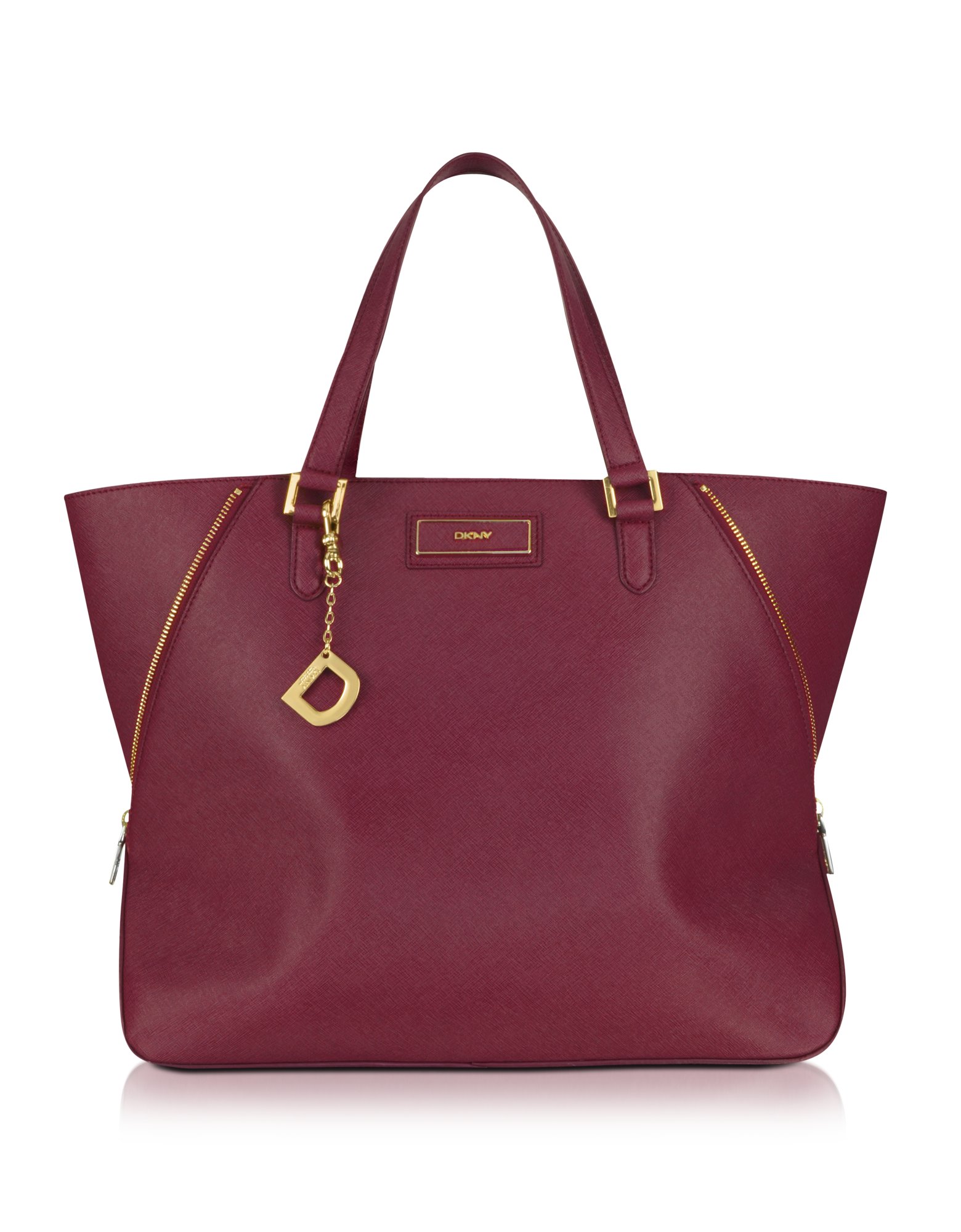 Dkny Large Saffiano Leather Zip Tote in Purple (burgandy) | Lyst