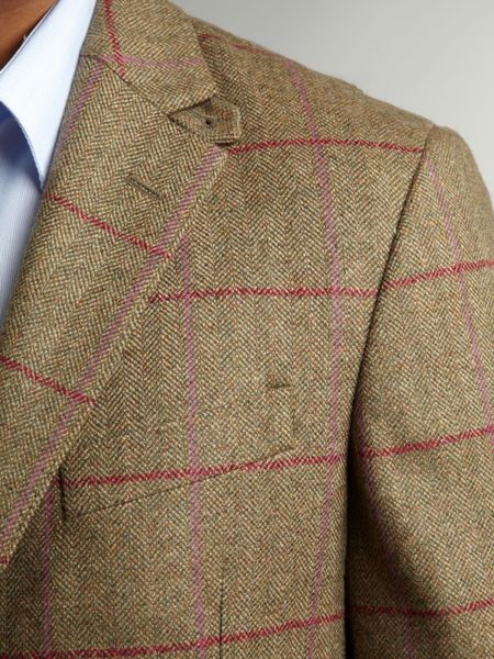 Hackett Check Herringbone Jacket in Green for Men | Lyst