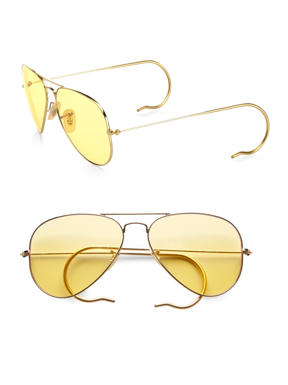 Rayban Ambermatic Shooter Metal Aviator Sunglasses in Metallic Lyst