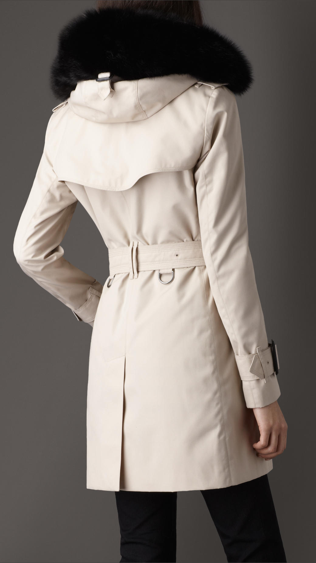 Lyst - Burberry Mid-Length Hooded Cotton Poplin Trench Coat in Natural