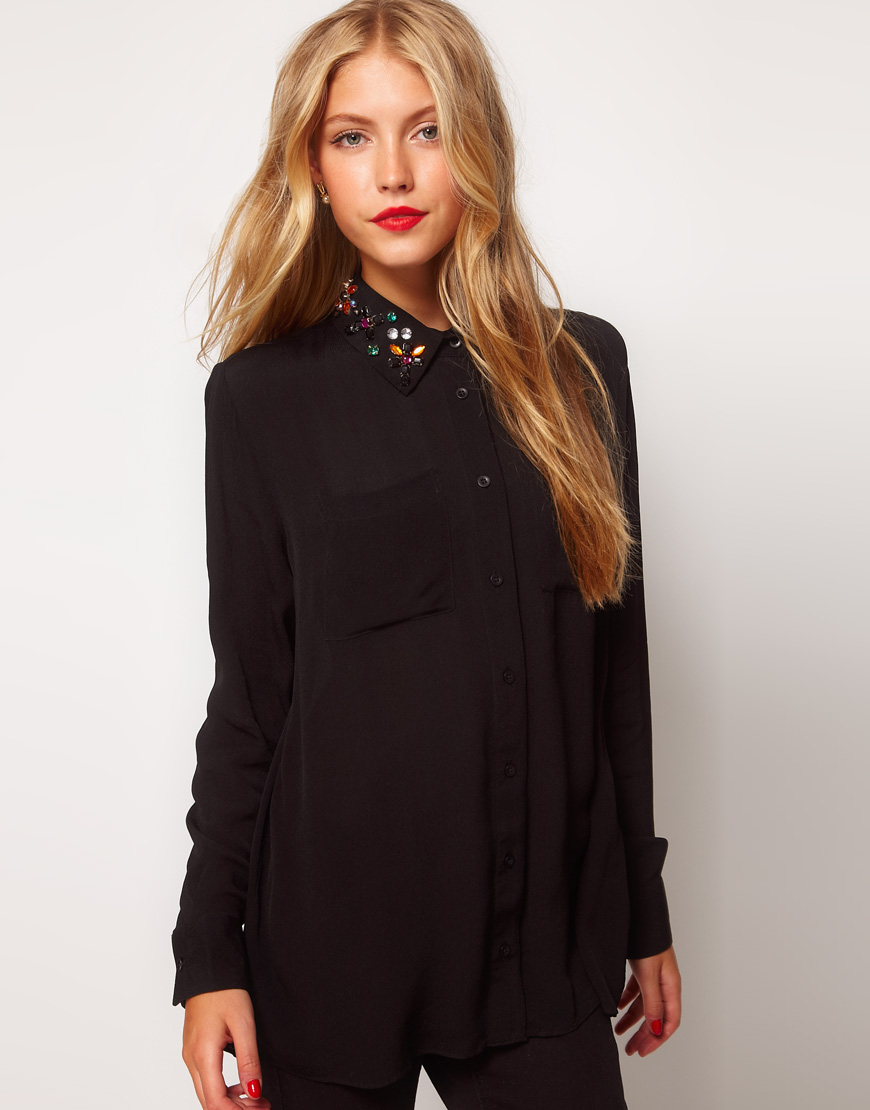 embellished black shirt