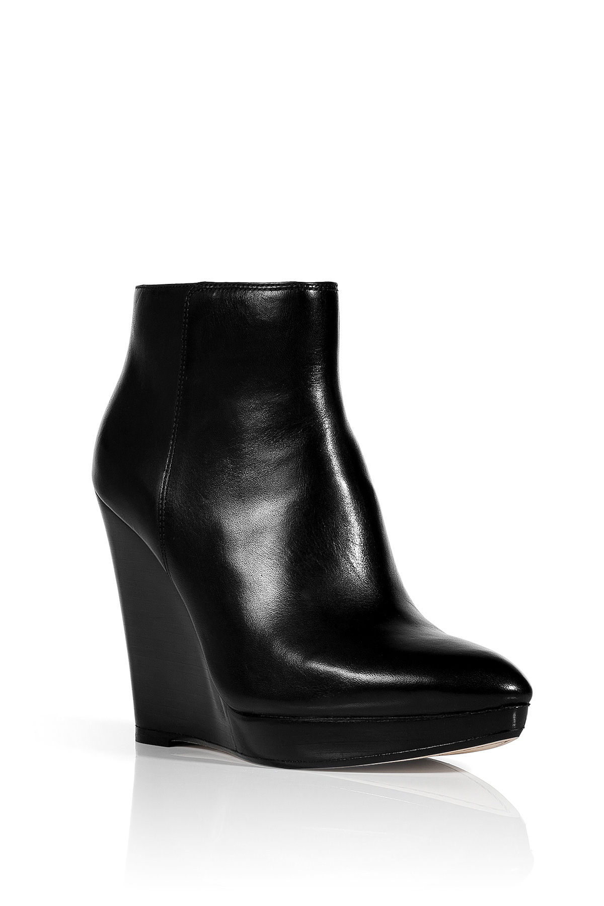 Kors By Michael Kors Black Leather Wedge Booties in Black | Lyst