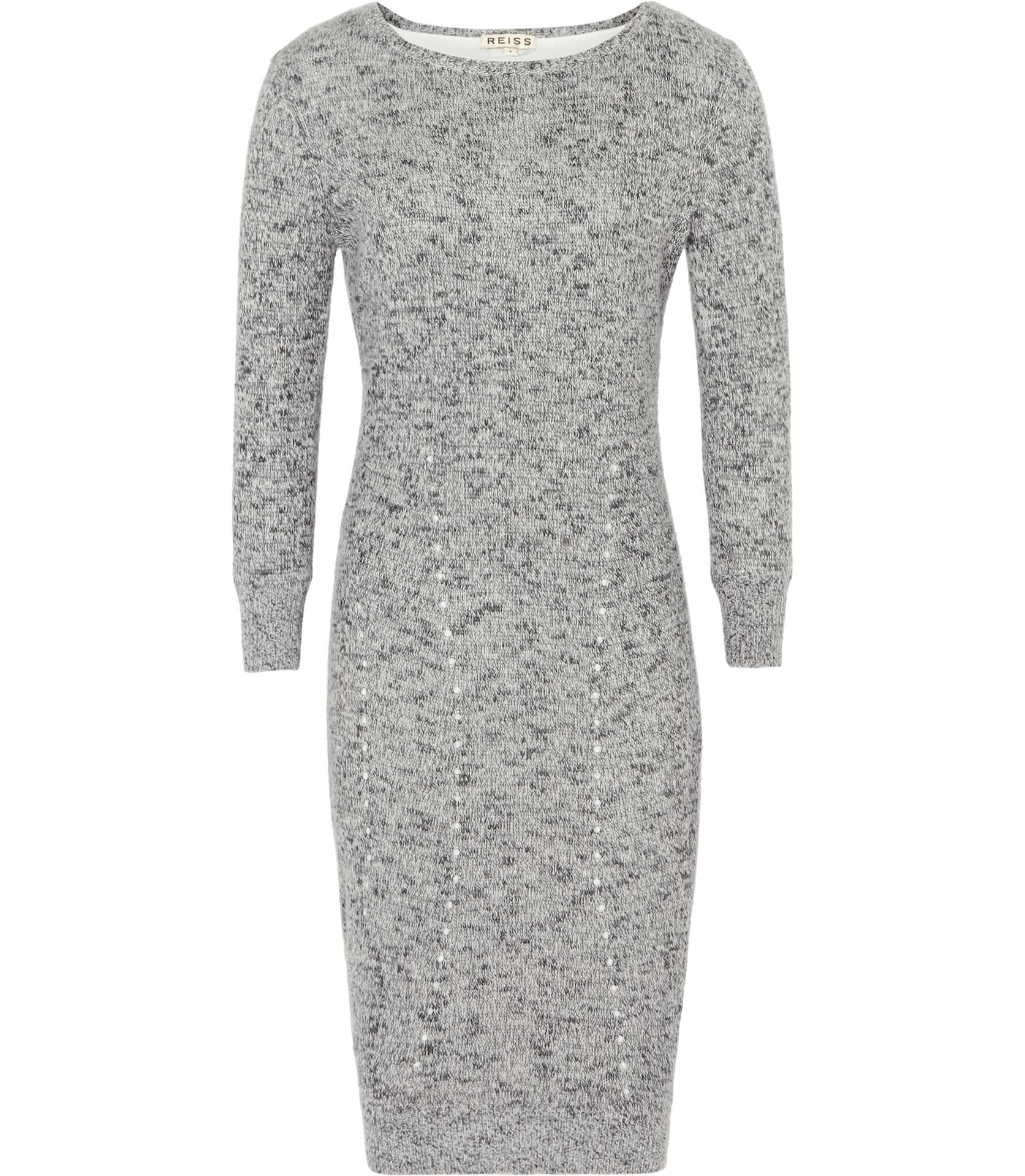 Reiss Knitted Dress in Gray (soft grey) | Lyst