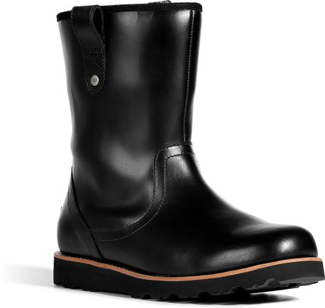Ugg Black Leather Stoneman Boots in Black for Men | Lyst