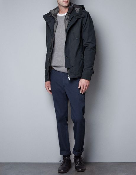 Zara Jacket with Detachable Hood in Blue for Men (navy) | Lyst