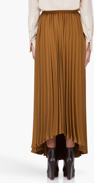 Kenzo Long Bronze Pleated Skirt in Brown (bronze) | Lyst
