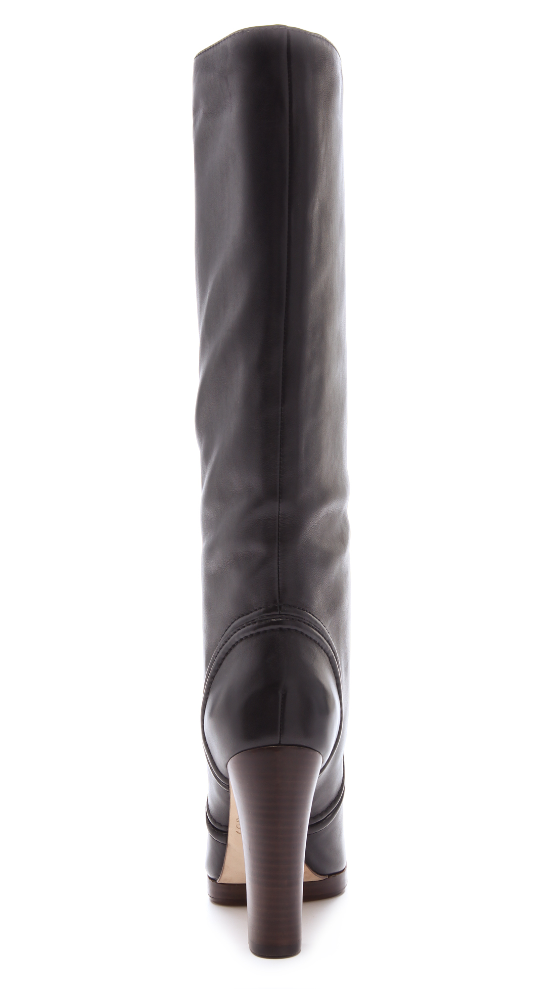 michael kors black leather high heel boots
