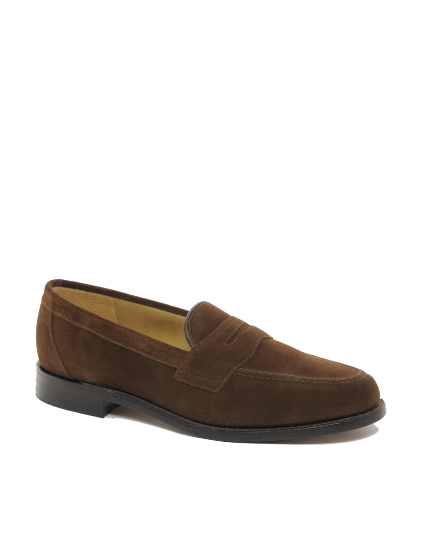 Loake Eton Suede Penny Loafers in Brown for Men | Lyst