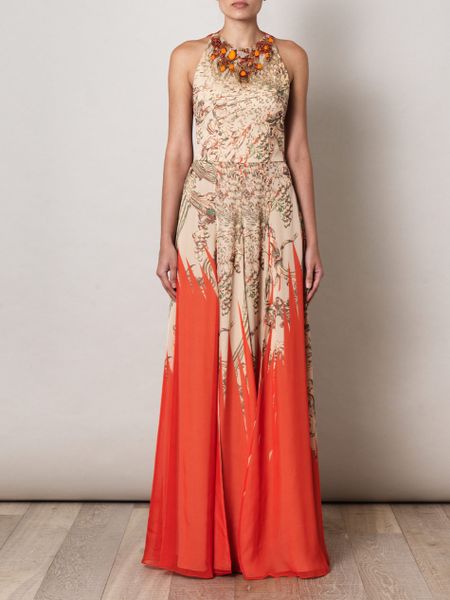 Matthew Williamson Imperial Eagle Beaded Gown in Red (beige) | Lyst