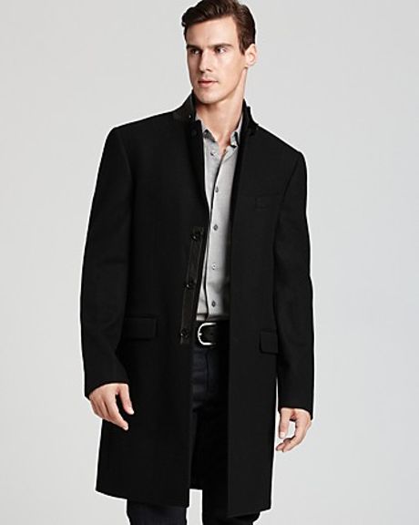 Michael Kors Melton Crombie Coat in Black for Men | Lyst