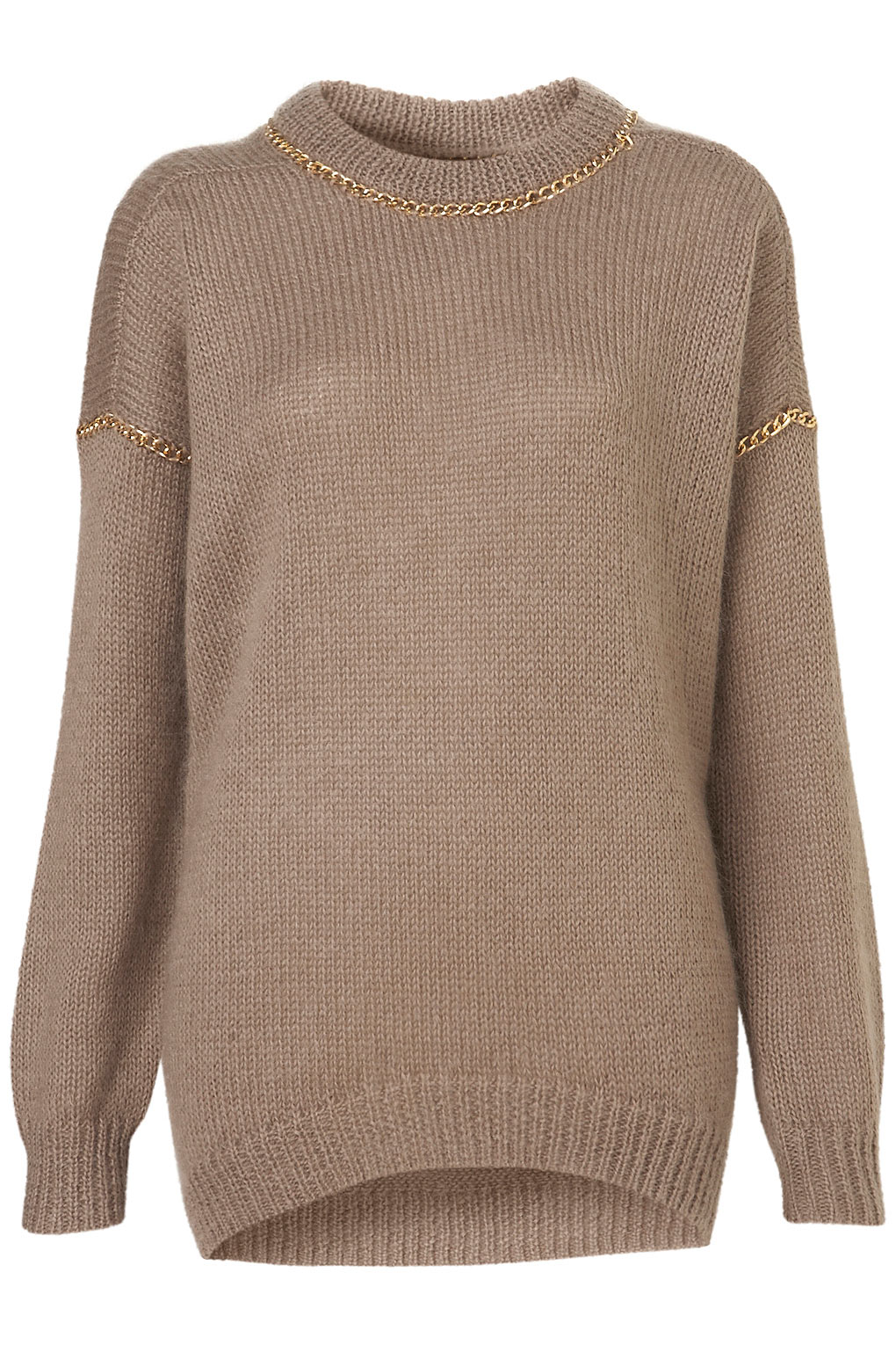 Lyst - TOPSHOP Knitted Chain Insert Jumper in Natural