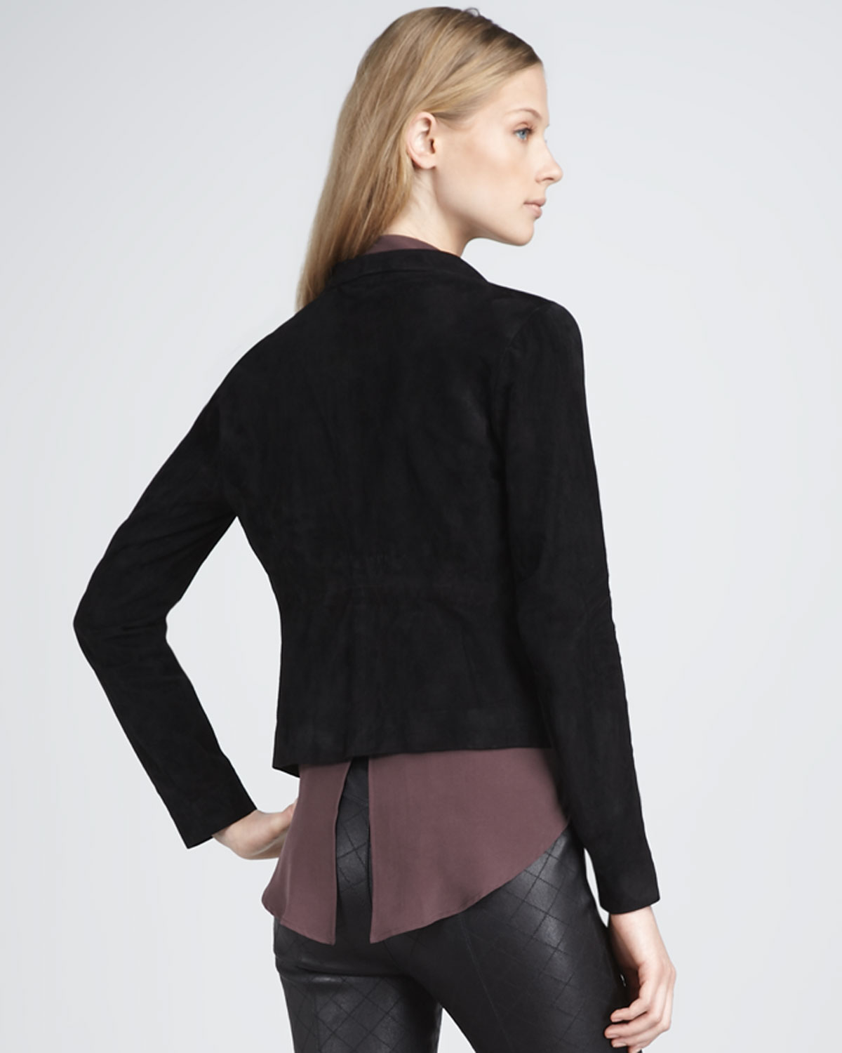 Theory Draped Suede Jacket in Black Lyst