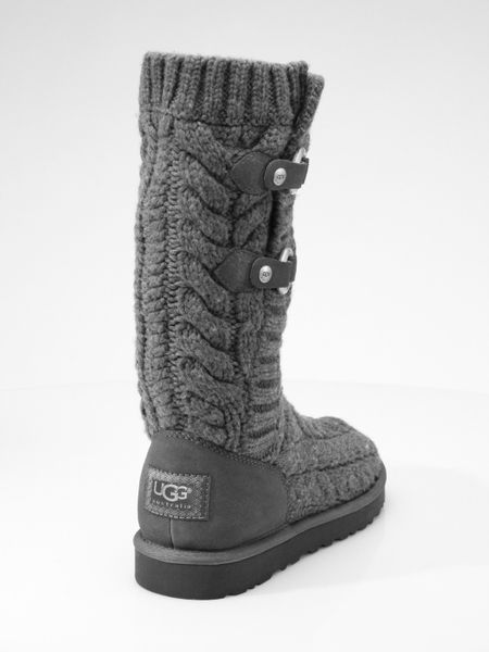 Ugg Tularosa Route Cable-knit Knee-high Boots in Gray (charcoal) | Lyst