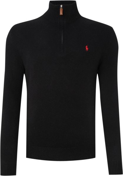 Polo Ralph Lauren Half Zip Through Lambswool Jumper in Black for Men | Lyst
