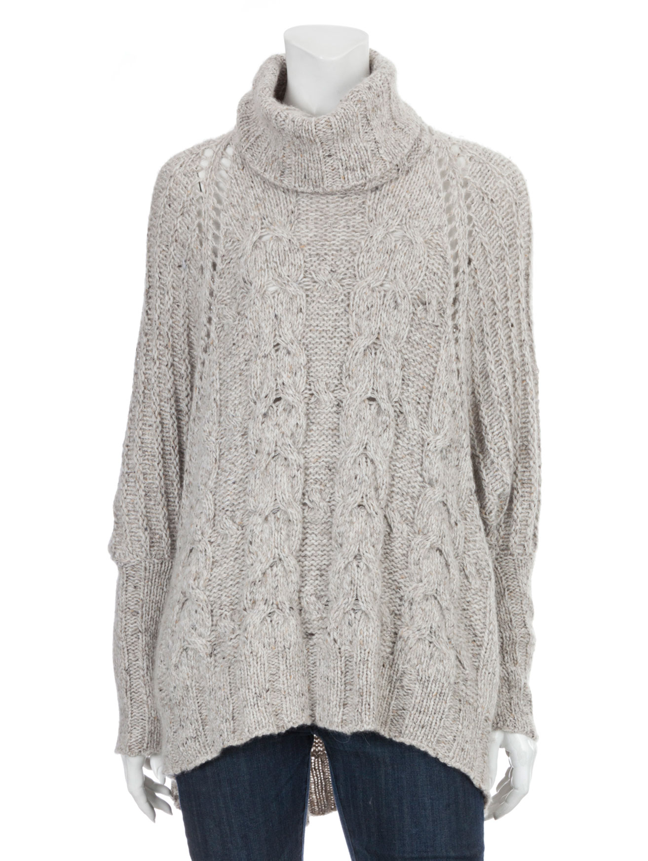 Autumn Cashmere Hi Lo Chunky Cable Cowl Neck Sweater in Gray (grey) | Lyst