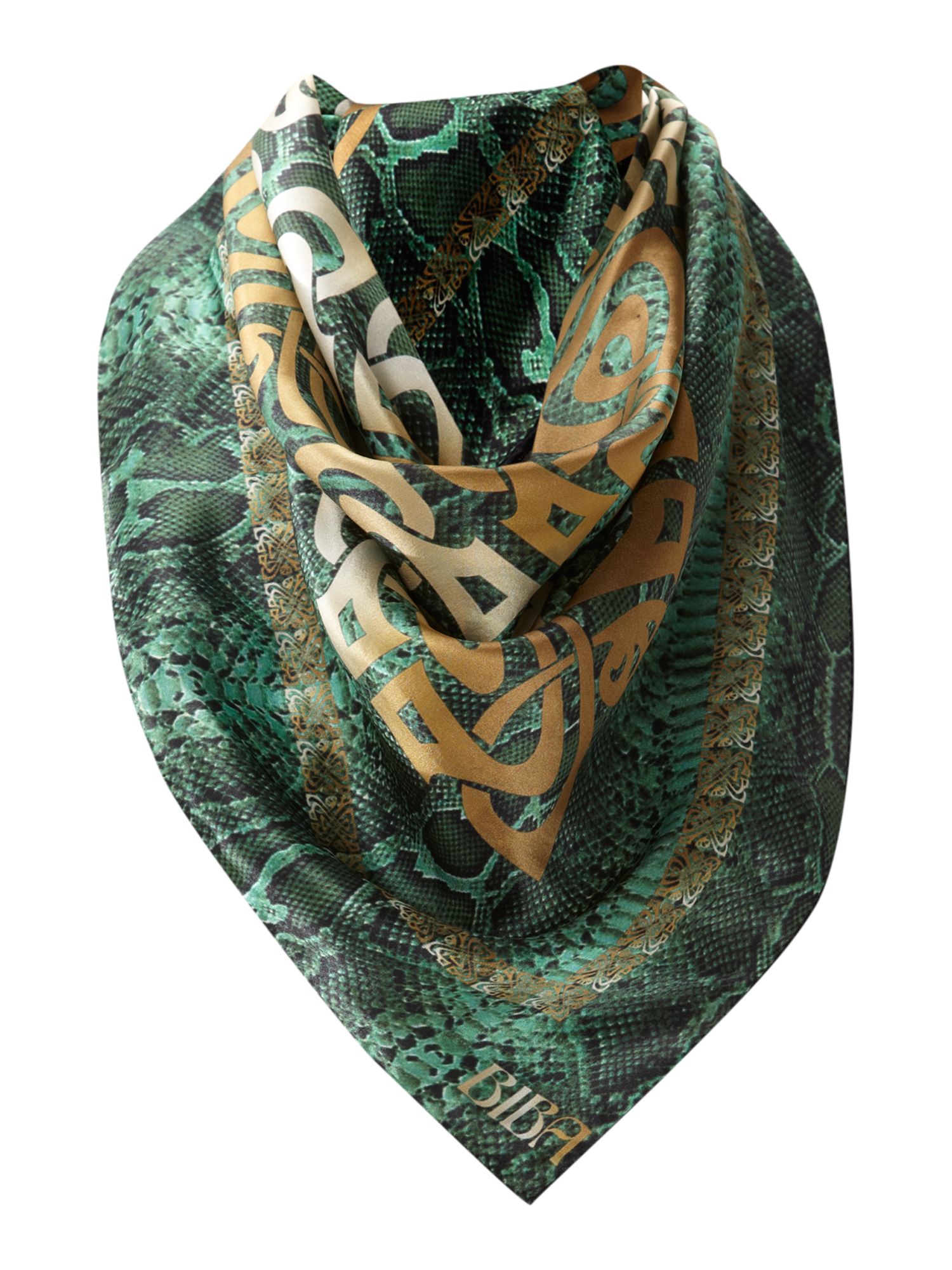 Biba Snake Print Logo Scarf in Green Lyst
