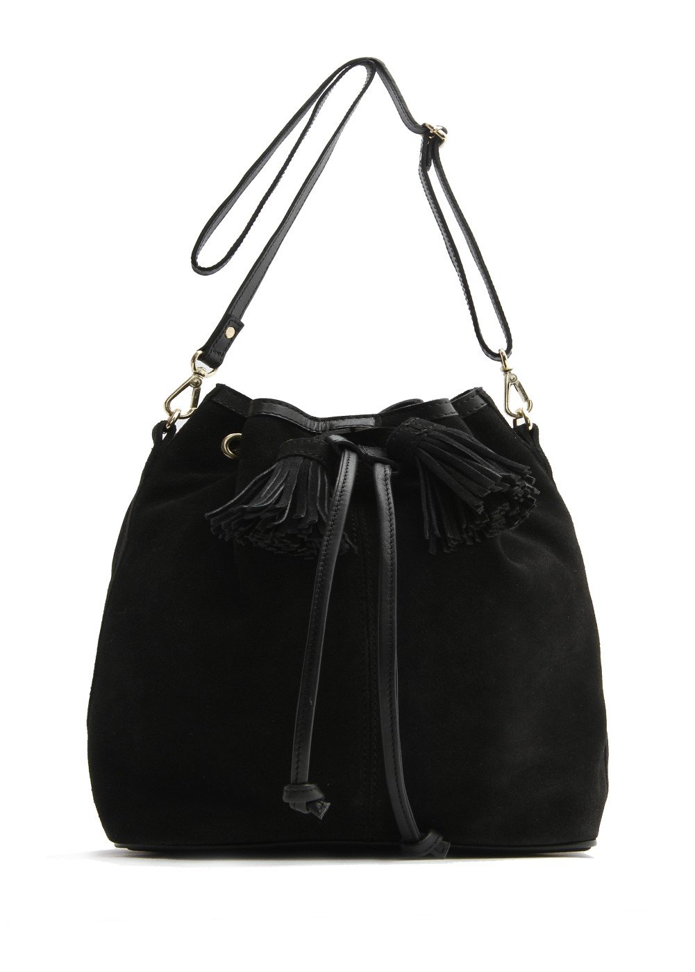 Mango Touch Suede Bucket Bag in 02 (Black) - Lyst