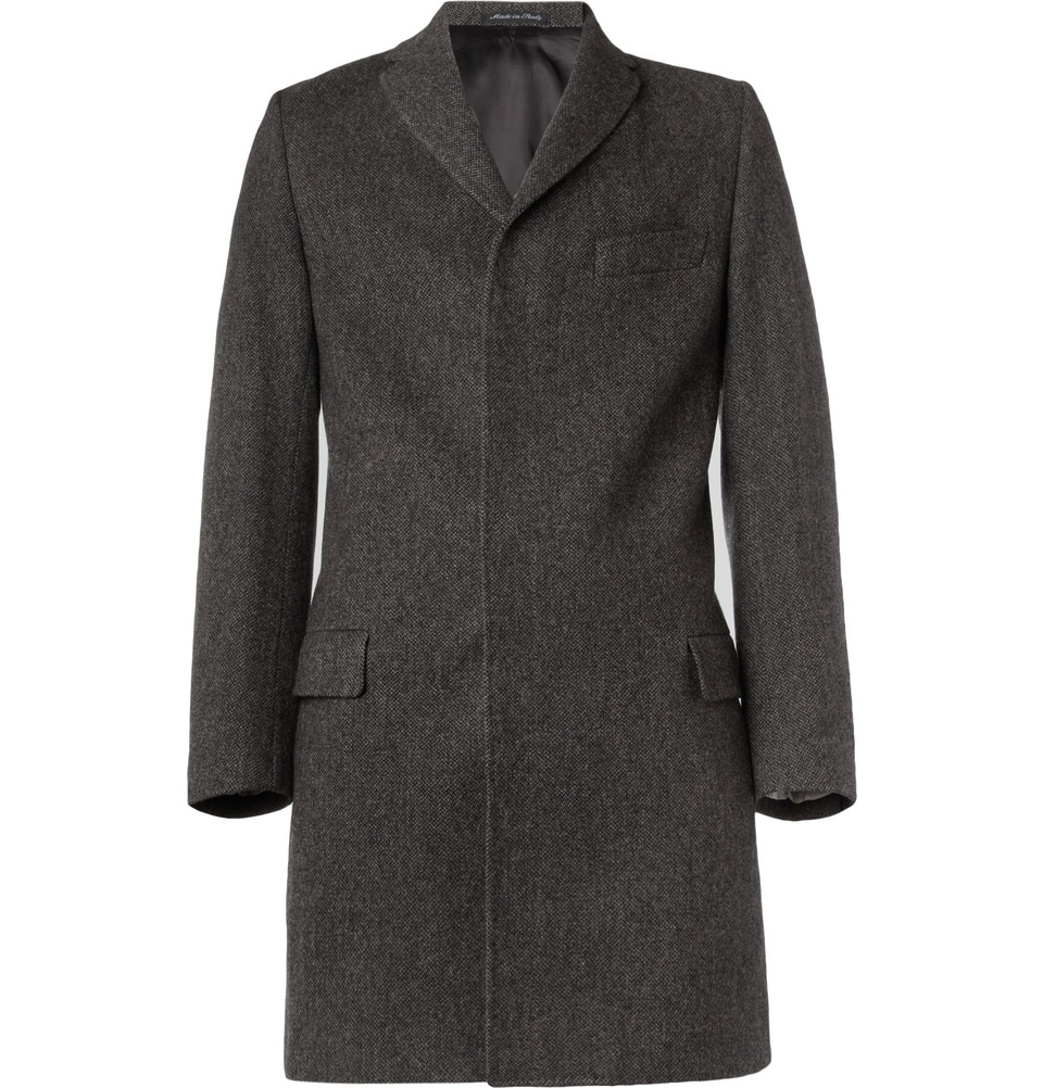 Paul Smith Epsom Herringbone Tweed Coat in Gray for Men | Lyst