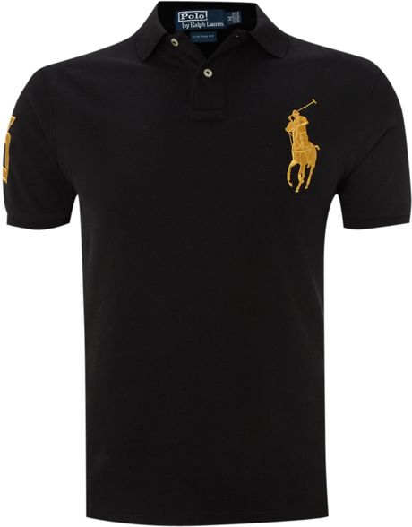 Polo Ralph Lauren Custom Fitted Gold Big Pony Polo Shirt in Black for ...