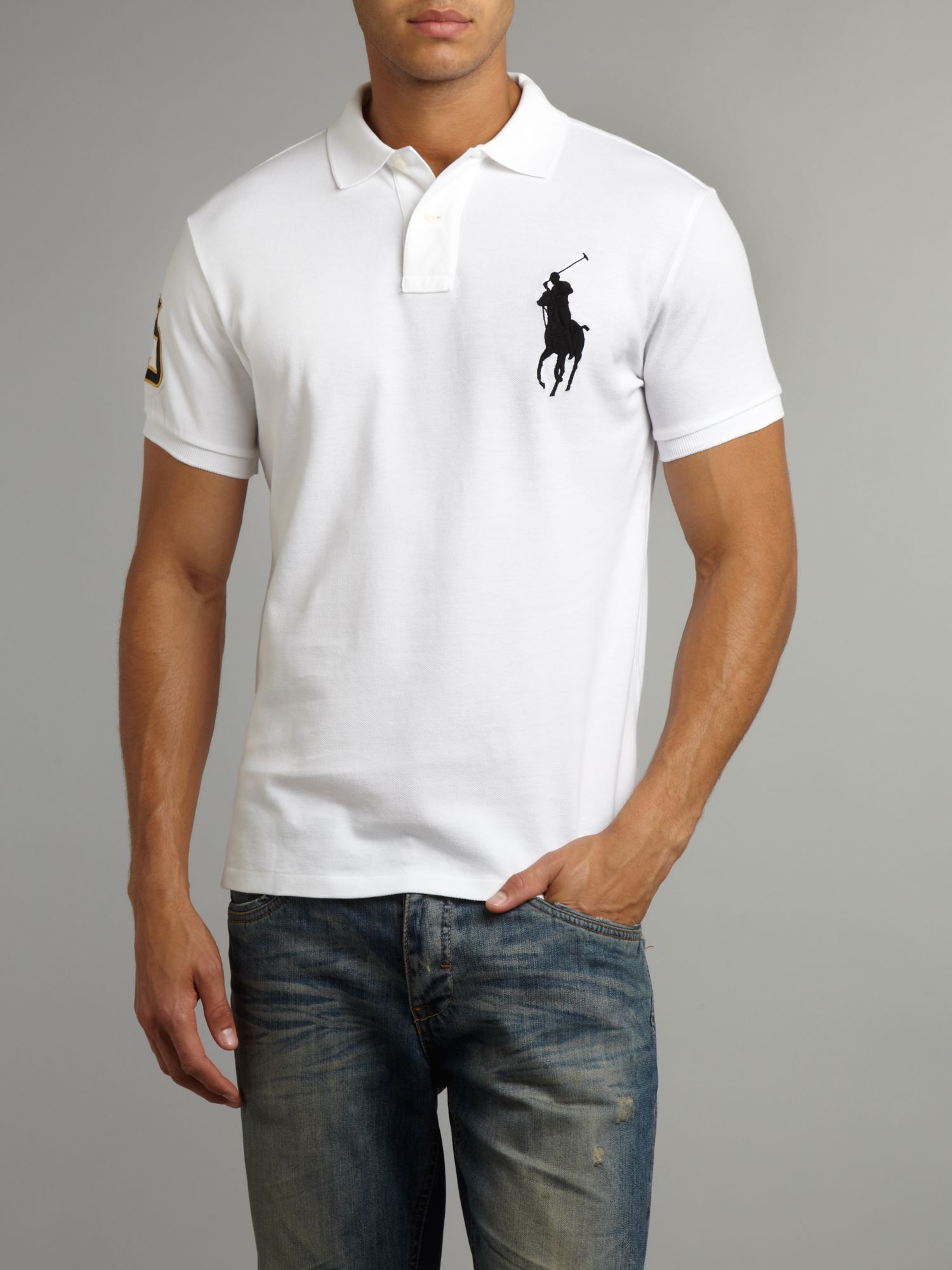 white ralph lauren polo shirt with brown horse ralph lauren men pants ...