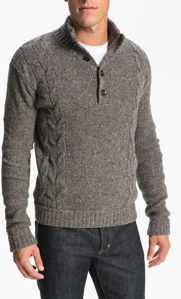 Vince Mock Turtleneck Cable Knit Sweater in Gray for Men (heather grey ...