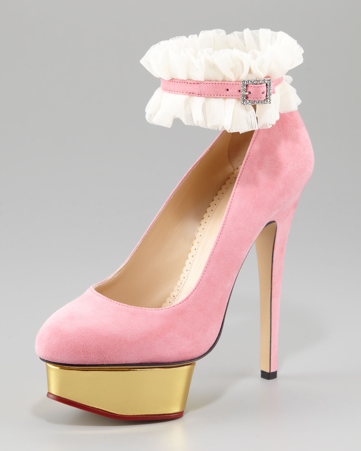 Lyst - Charlotte Olympia Dolly Island Suede Platform Pump Light Pink in ...