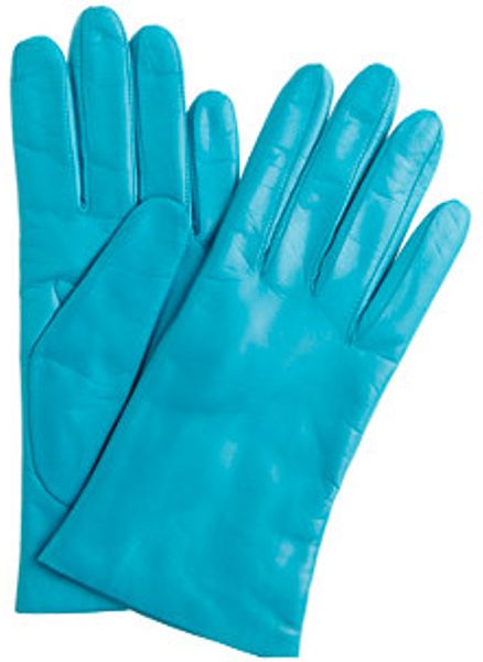J.crew Cashmere Lined Leather Gloves in Blue (fresh turquoise) | Lyst