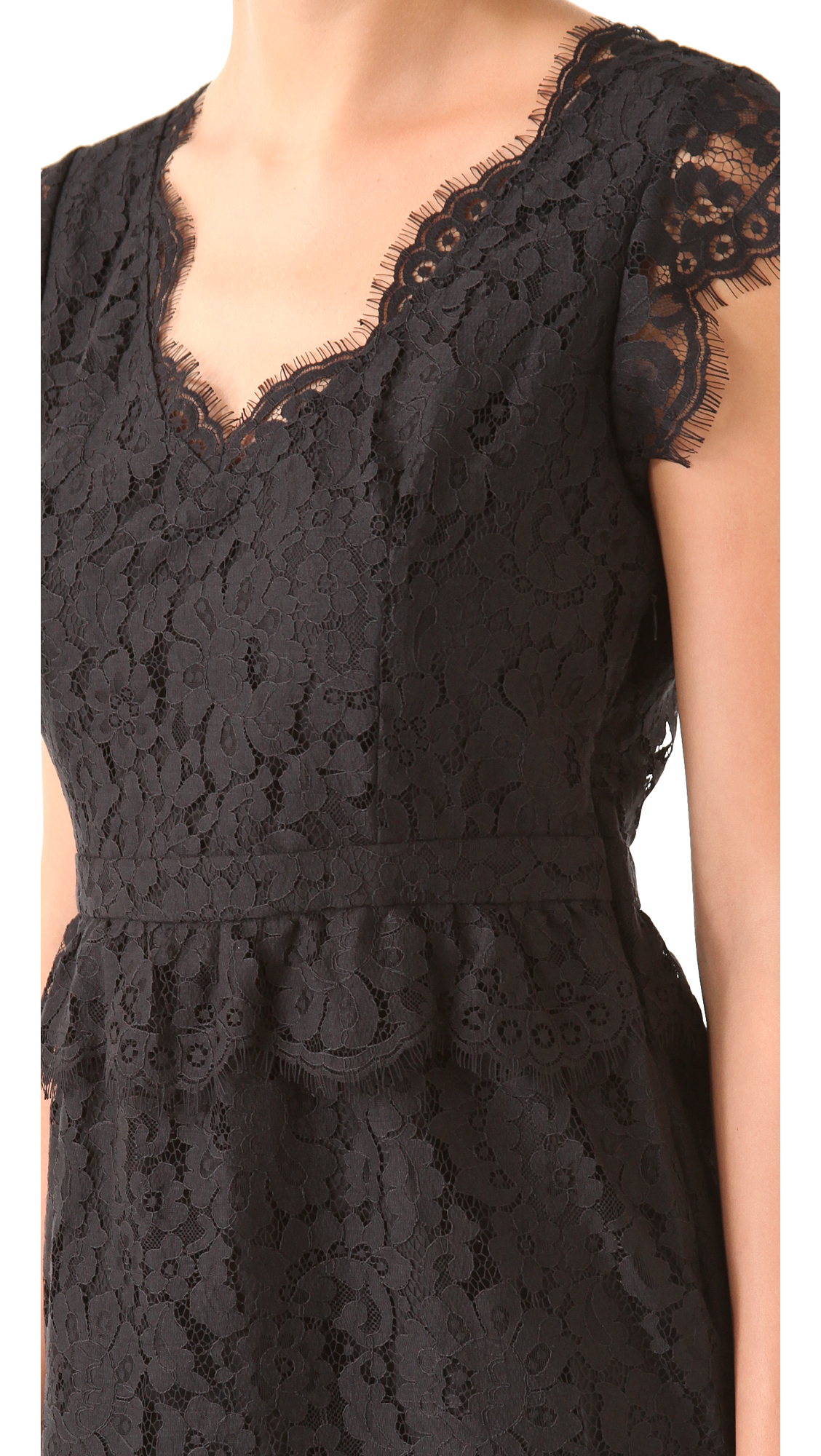 Joie Lebanon Lace Dress with Cap Sleeves in Black | Lyst