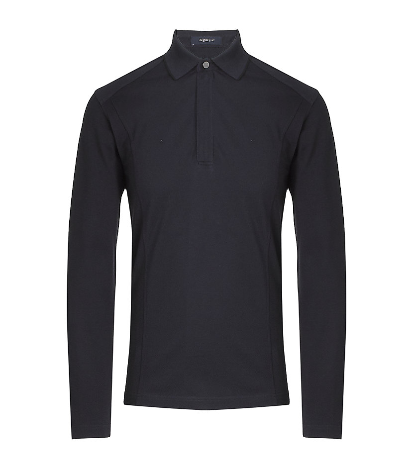 Zegna Sport Long Sleeve Polo Shirt in Blue for Men (navy) | Lyst