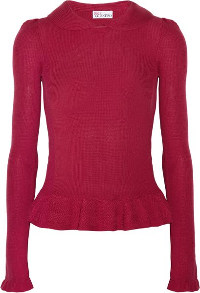 Red Valentino Ribbed Knit Wool Top in Red | Lyst