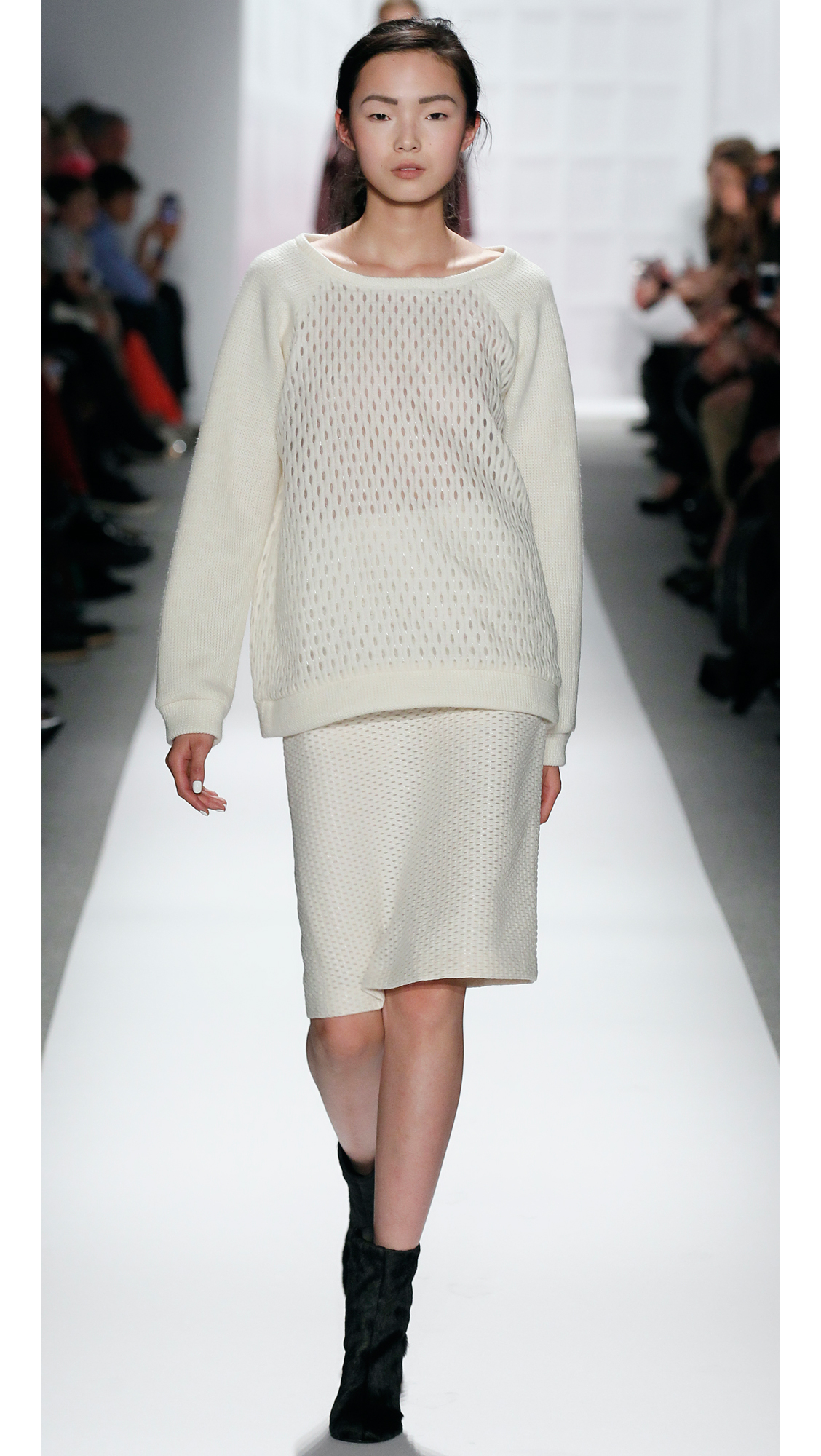 Lyst - Tibi Jacquard-Effect Wool-Blend Pencil Skirt in Natural