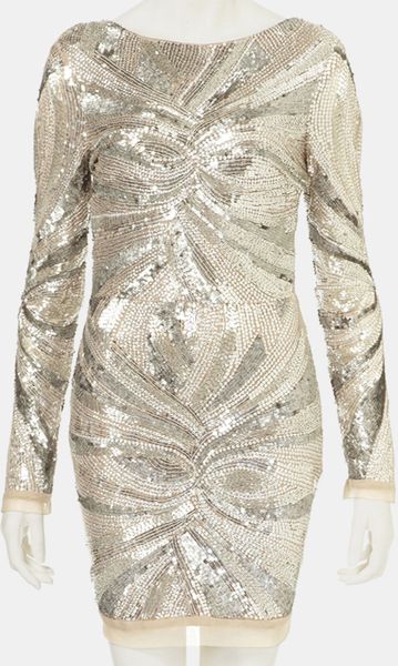 Topshop Embellished Bodycon Dress in Silver | Lyst