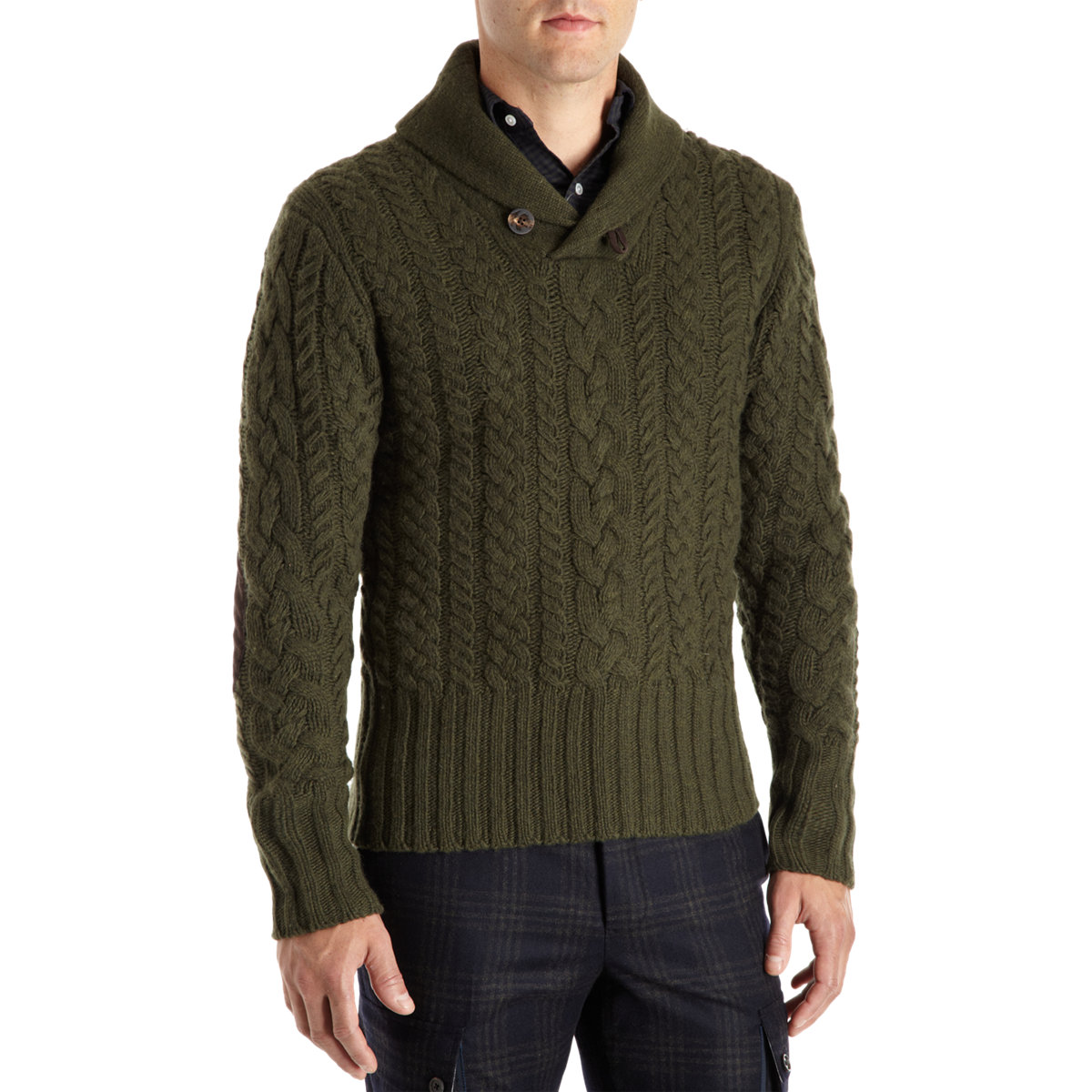Black Fleece Shawl Collar Sweater in Green for Men | Lyst