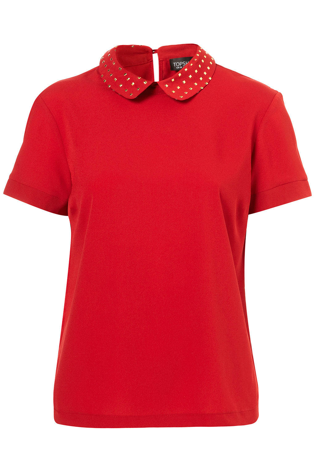 Lyst - Topshop Gold Trim Collar Blouse in Red