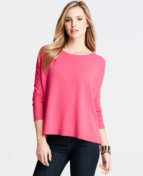 Ann Taylor Cashmere Boatneck Sweater in Pink (soft boutique pink) | Lyst