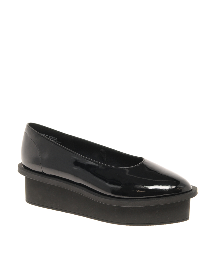 Lyst - Cheap Monday Patent Flatform Shoes in Black