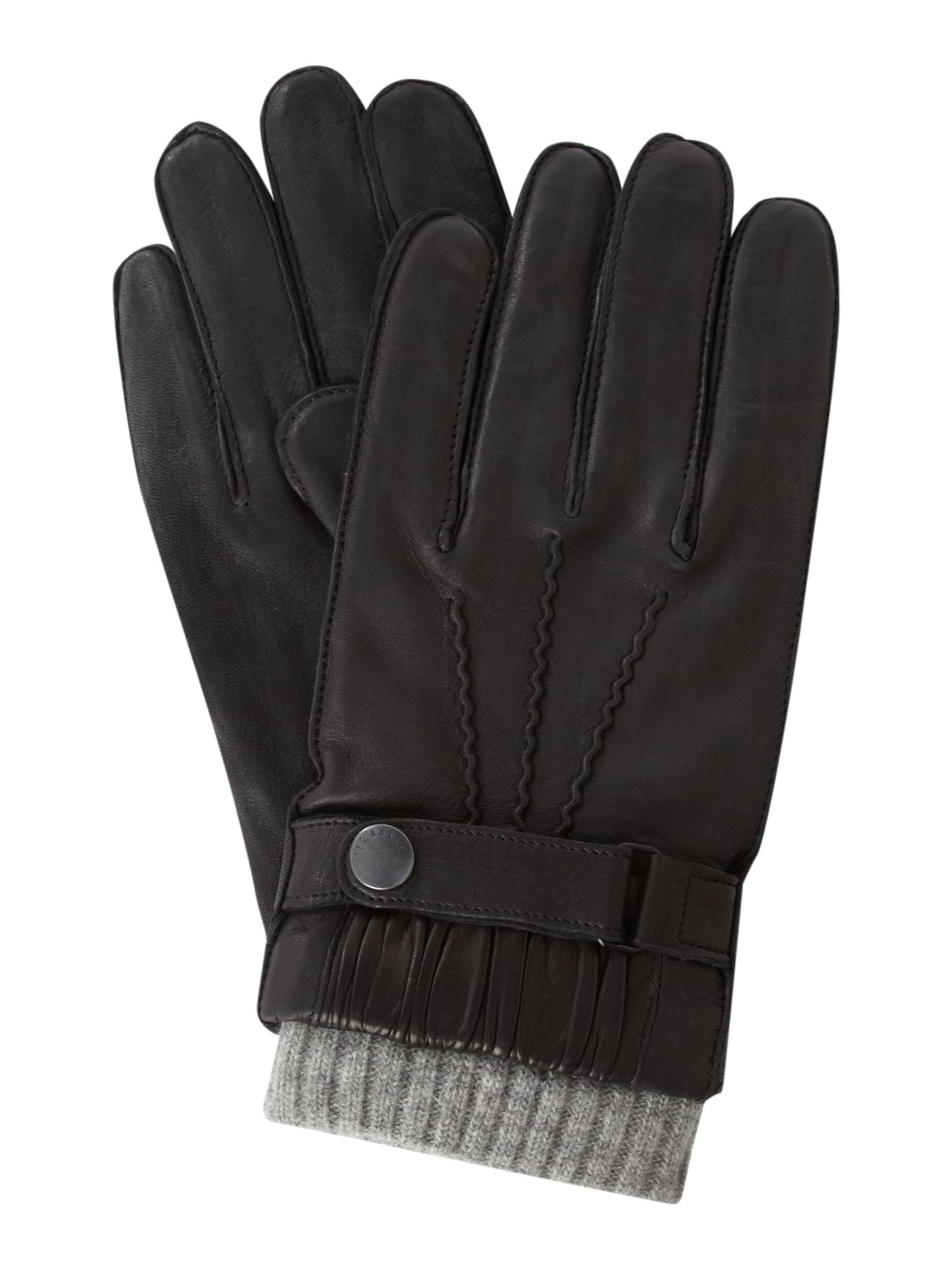 Ted Baker Tab Detail Leather Gloves in Black for Men | Lyst
