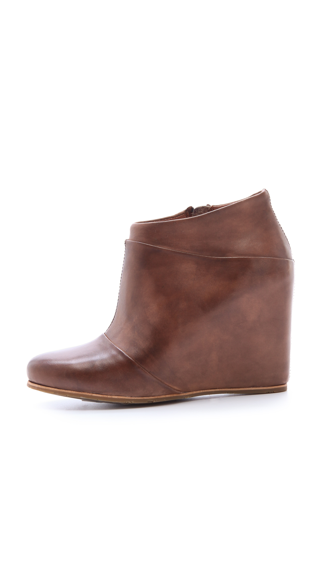 womens brown wedge boots