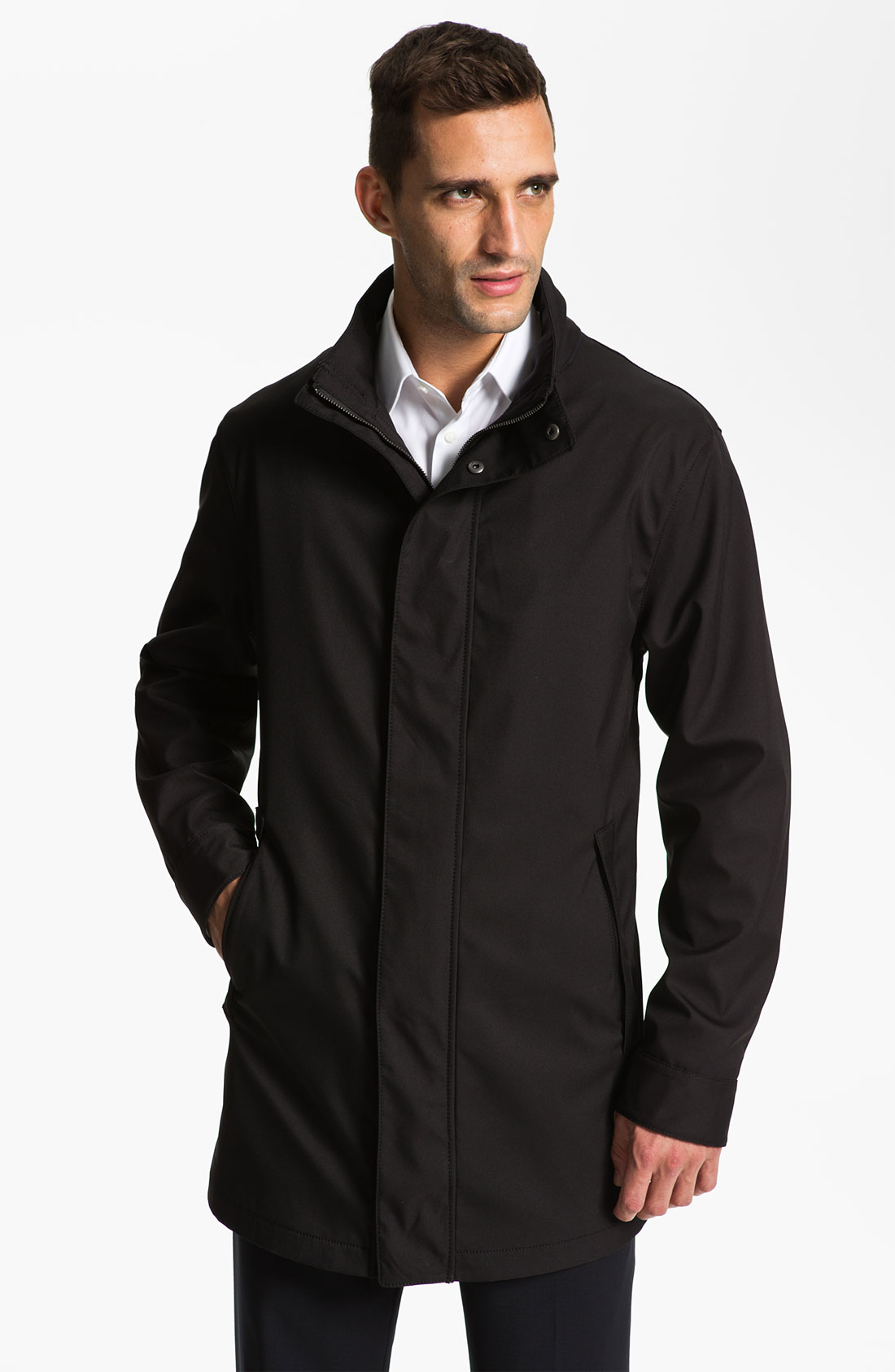 Armani Matrix Top Coat in Black for Men | Lyst