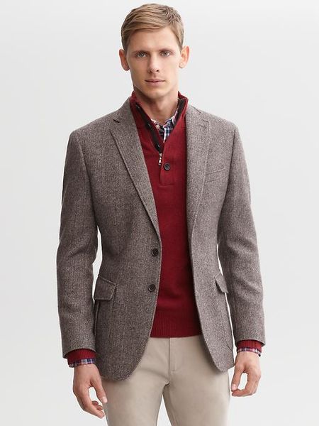 Banana Republic Tailored Wool Two Button Blazer in Brown for Men (taupe ...